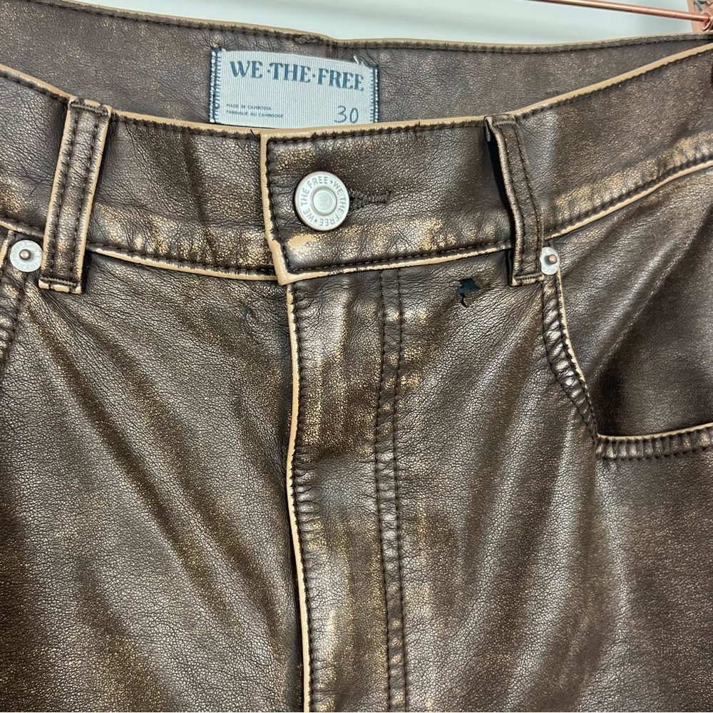 FREE PEOPLE WE THE FREE MISHA VEGAN PANTS FAUX LEATHER SIZE 30 IN BROWN - Picture 15 of 16